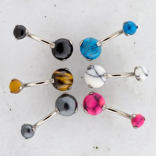 14G STEEL CABOCHON NAVEL RING