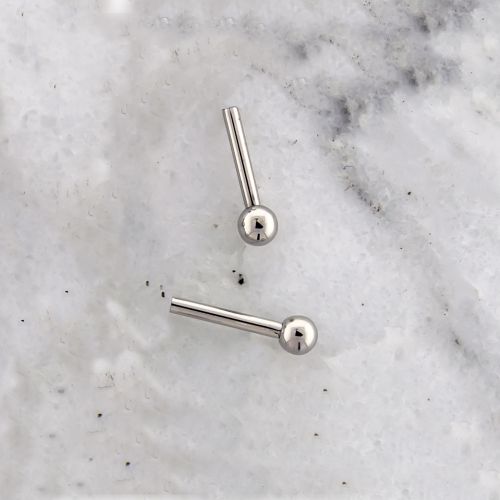 18G TITANIUM STRAIGHT BARBELL WITH ONE FIXED BALL