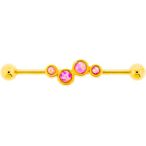 CIRCLE DESIGN INDUSTRIAL BARBELL- PINK OPAL