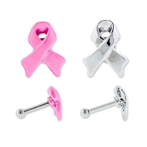 BREAST CANCER AWARENESS EAR BARBELL