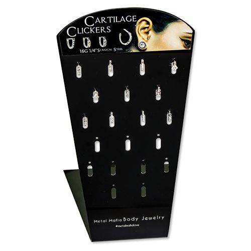 BLACK L-BEND DISPLAY FOR EAR/TRAGUS CLICKERS