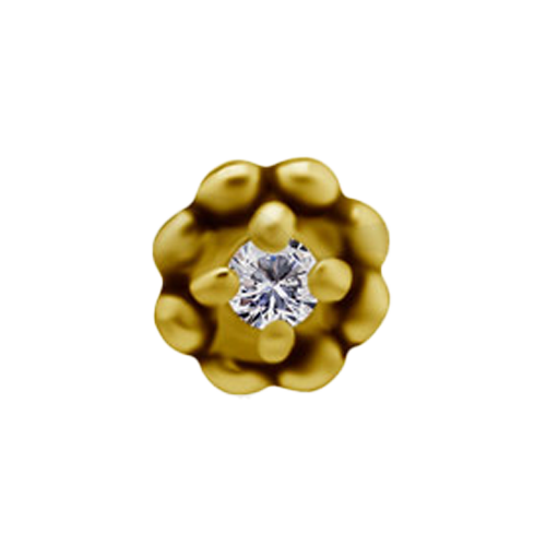 18KT GOLD THREADLESS FLOWER MICRO HEAD SET WITH PREMIUM ZIRCONIA-WHITE