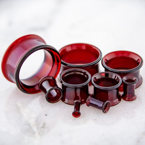 DOUBLE FLARE RED BOROSILICATE GLASS TUNNELS 
