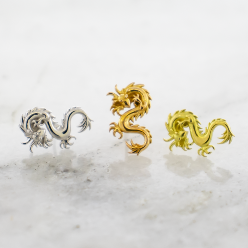 18Kt Gold Threadless Dragon End