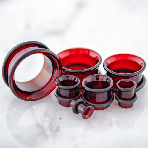 SINGLE FLARE RED BORSILICATE GLASS TUNNELS 