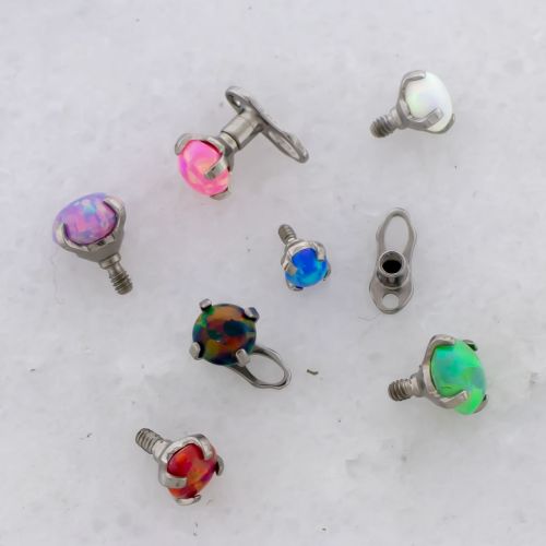 Microdermal Base With Prong Set Round Opal