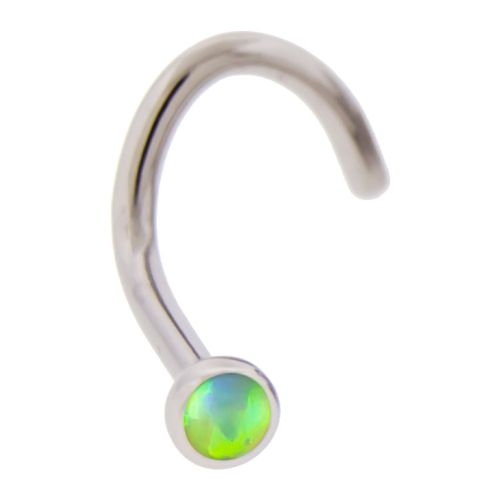 SYNTHETIC OPAL NOSE SCREW - LIME GREEN