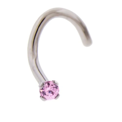 STEEL PRONG NOSE SCREW 16G 8MM LONG 2.5MM- PINK