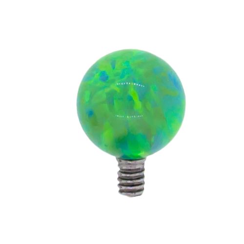 INTERNALLY THREADED 3MM SYNTHETIC LIME GREEN OPAL REPLACEMENT BALL 16G JEWELRY. SOLD SINGLY.