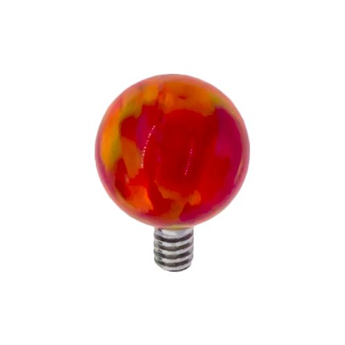 INTERNALLY THREADED 4MM SYNTHETIC RED OPAL REPLACEMENT BALL 14G JEWELRY. SOLD SINGLY.