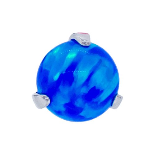 TITANIUM THREADLESS CLAW SET OPAL BALLS-2.5MM-BLUE OPAL