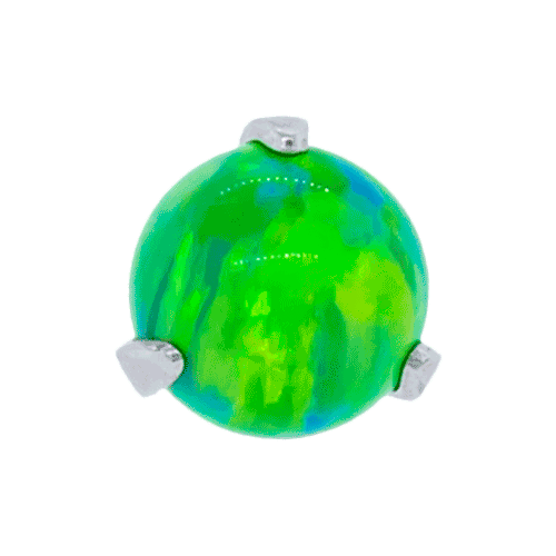TITANIUM THREADLESS CLAW SET OPAL BALLS-2.5MM-LIME GREEN OPAL