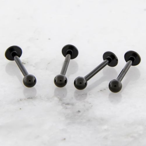 16G and 14G BLACK PVD COATED STEEL EXTERNALLY THREADED LABRETS