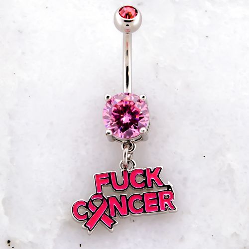 BREAST CANCER AWARENESS FUCK CANCER NAVEL RING