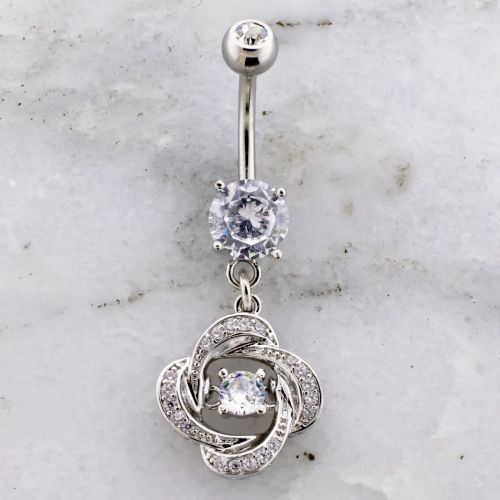 Clear Moving Gem Navel Ring