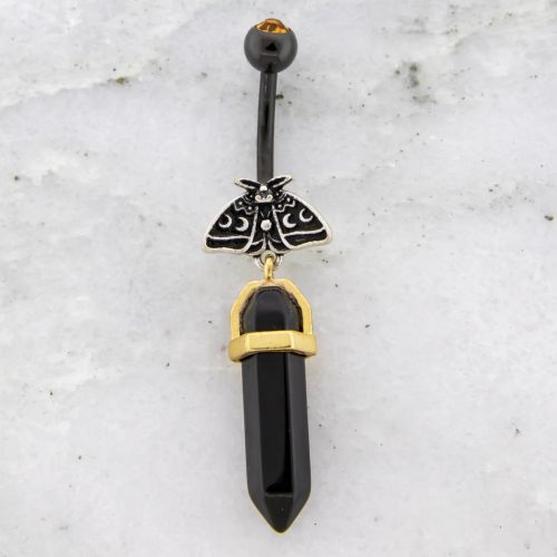 14G Curved Barbell Moth w/ Crystal