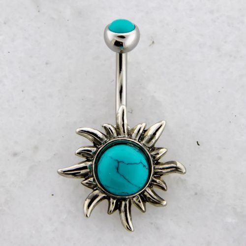 ANTIQUE CABOCHON SUN BELLY RING