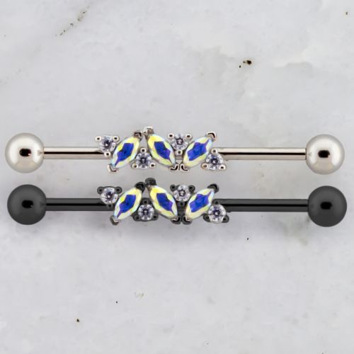 INDUSTRIAL BARBELL WITH AB/CLEAR GEMS