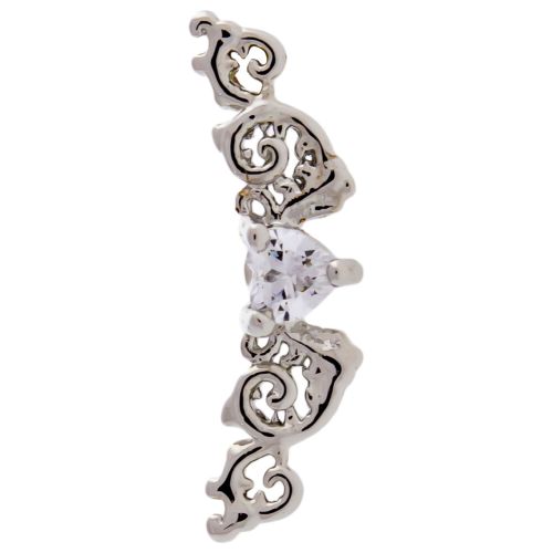 FILIGREE WITH CLEAR GEM HEART CENTER FOR TRAGUS OR HELIX