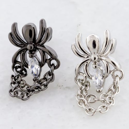 SPIDER AND CHAINED GEM TRAGUS BARBELL