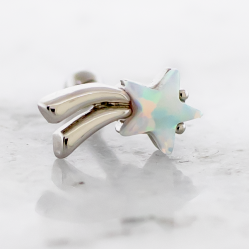 Opal Accent Shooting Star Ear Barbell