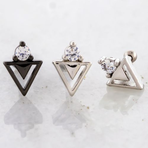 GEM AND CUTOUT TRIANGLE TRAGUS BARBELL