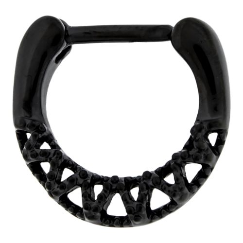 STEEL CAST 16G 1/4 SEPTUM CLICKER WITH BLACK PVD COATED GEOMETRIC LOOP