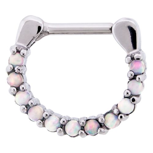 STEEL CAST 16G 1/4 SEPTUM CLICKER WITH SYNTHETIC WHITE OPAL