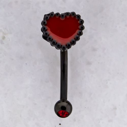 BLACK PVD COATED CURVE WITH HEART-RD