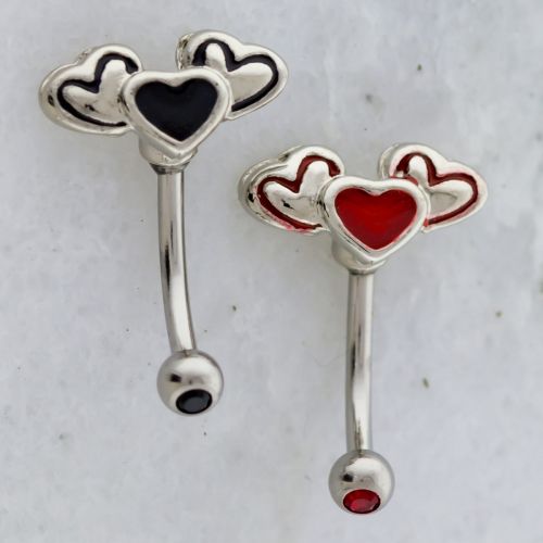 16G TRIPLE EPOXY HEART CURVED BARBELL