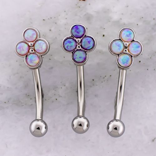 Curved Barbell w/ Opal Cluster