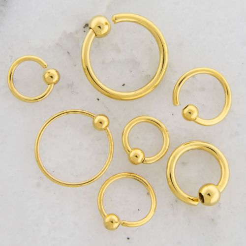 14G - 20G GOLD PVD FIXED BEAD CAPTIVE RING