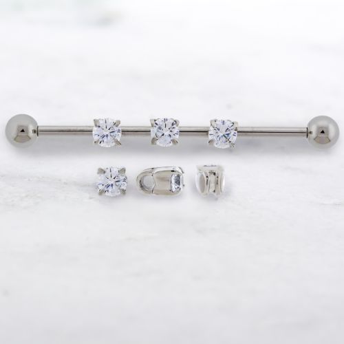16G SLIDING CHARMS WITH PRONG SET CLEAR GEM