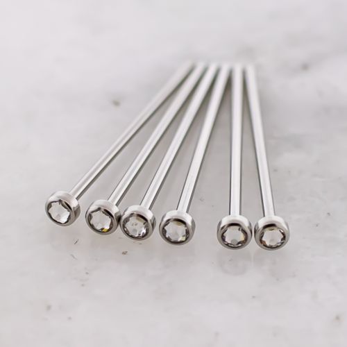 20G 3/4 Steel Nose Pin with Clear Bezel Set Gem