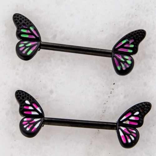 NIPPLE BARBELL WITH BUTTERFLY WINGS