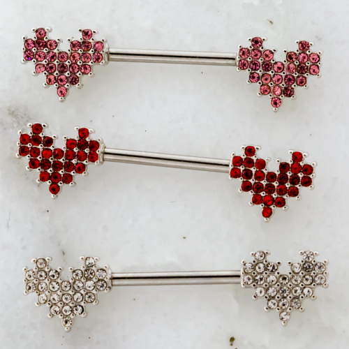 NIPPLE BARBELL WITH GEM HEART