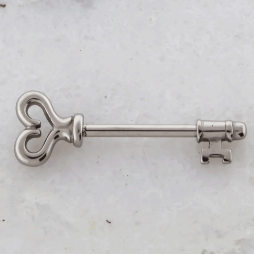 NIPPLE BARBELL WITH HEART KEY ENDS