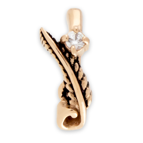 FEATHER AND GEM ROOK CLICKER- ROSE GOLD PVD-CLEAR