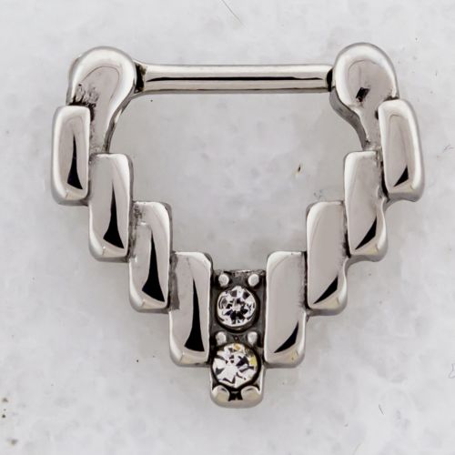 SEPTUM CLICKER WITH BARS WITH CLEAR GEM