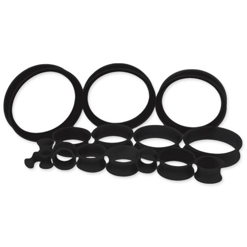 BLACK SILICONE TUNNELS FROM 6G-50MM. 