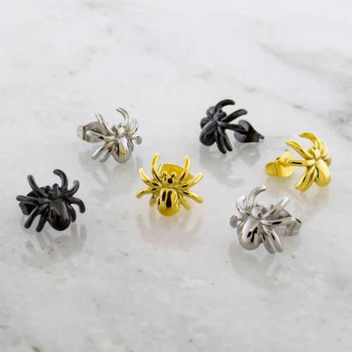 Steel Earring Studs w/ Spider