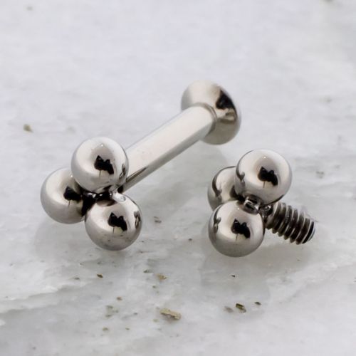 16G/18G Internally Threaded Helix Labret With Beaded Trinity End
