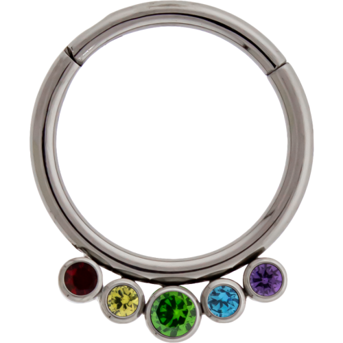 16G Rainbow Gem Titanium Hinged Segment Ring-1.2mm (16G)-8mm (5/16")-Rainbow