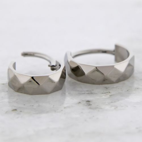 18G Titanium Hinged Ring with Multi-Faceted Side