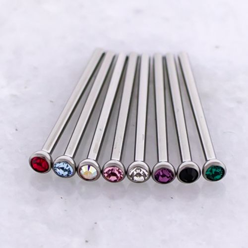 Bezel Set Titanium Premium Crystal Nose Pins