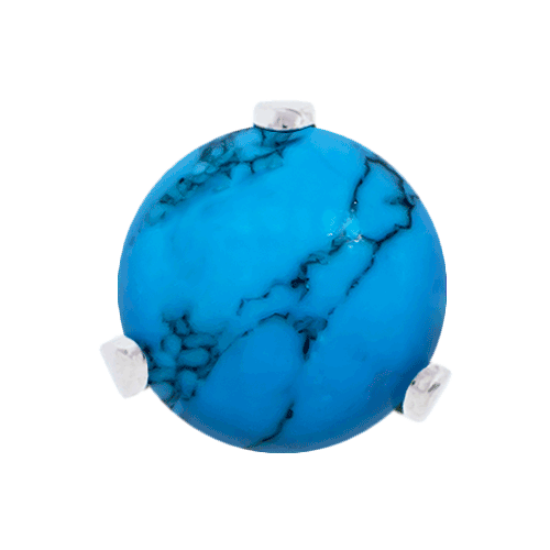 THREADLESS CLAW PRONG SET CABOCHON BALL-2.5MM-TURQUOISE DYED HOWLITE