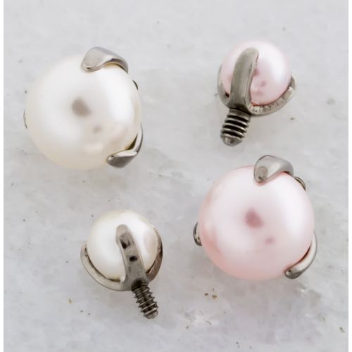 16G/18G TITANIUM CLAW PRONG SET PEARL REPLACEMENT HEAD