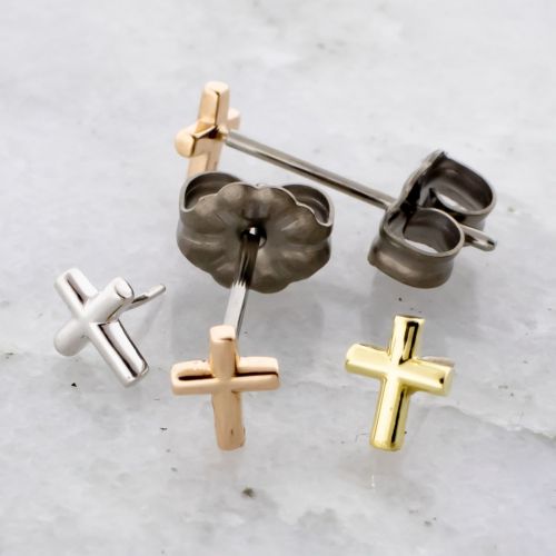 Titanium Earring Studs With Cross Ends