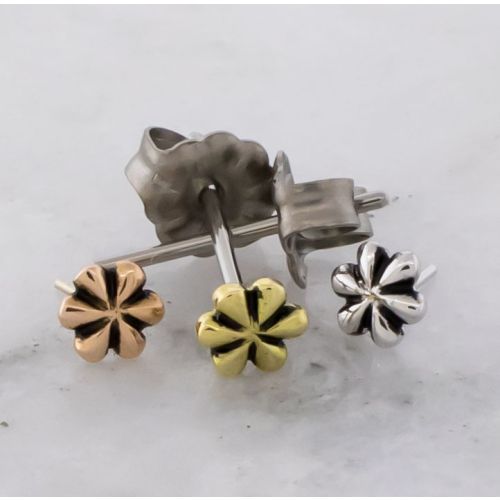 Titanium Earring Studs With Flower Ends