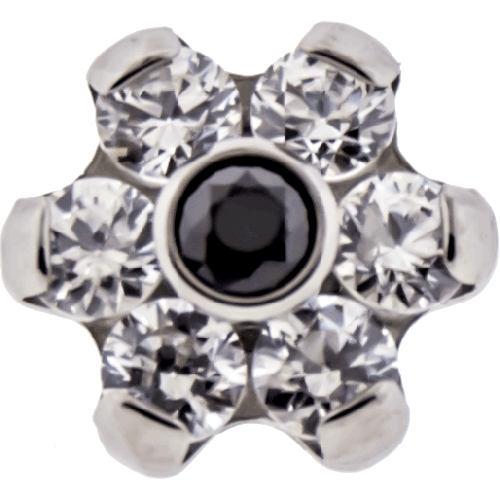 6 CLEAR AND 1 CENTER BLACK GEM FLOWER SOLD INDIVIDUALLY